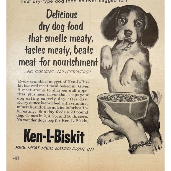 Ken L Biskit Dog Food Vintage Print Ad Beagle Puppy 1955 Hungry Pup - Picture 6 of 6